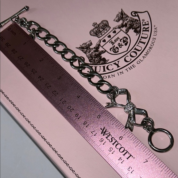 Vintage Juicy Couture Silver Chain Bracelet with Bling Bow - Picture 13 of 15